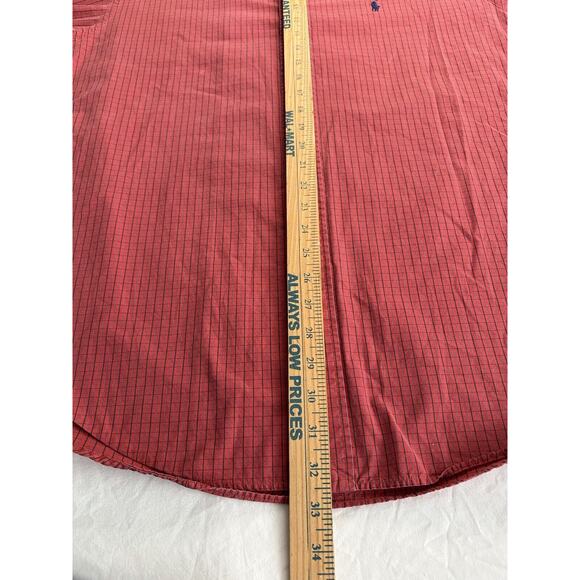 Ralph Lauren Men's Button Up Shirt, Blake Medium Red/Blue Check Navy Pony Preppy - Picture 7 of 10